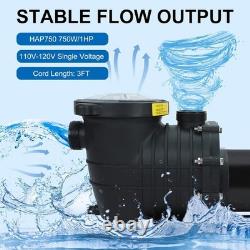 1.0 HP In/Above Ground Swimming Pool Pump, 110V 5220GPH Single Speed With Basket