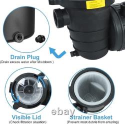 1.0 HP In/Above Ground Swimming Pool Pump, 110V 5220GPH Single Speed With Basket