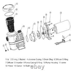 1 1/2 HP 115-230V Inground Swimming Pool pump motor Strainer Hayward Replacement