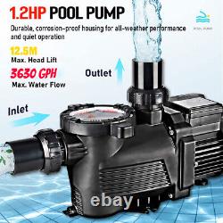 1.2HP Swimming Pool Pump System Hi-Speed Motor Strainer High-Flo Inground Pump