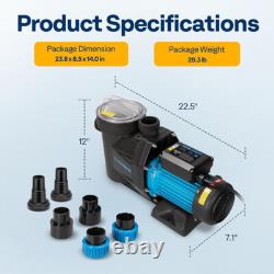 1.5/2.0 HP Self Priming Swimming Pool Pump for In/Above ground Pool with Strainer