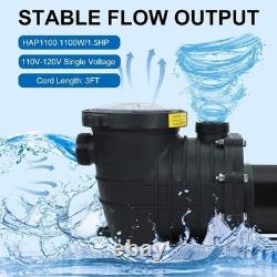 1.5 HP In/Above Ground Swimming Pool Pump, 110V 1.5HP + Single Speed + 110-120V