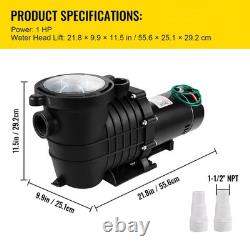 1.5 HP Inground Swimming Pool Pump, High Efficiency Water Filtration System
