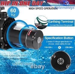1.5HP 1Speed IN GROUND Swimming POOL PUMP MOTOR Strainer Above Inground 115/230V