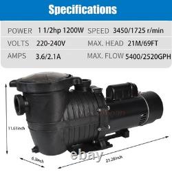 1.5HP 2 Speed 230v 1.5 NPT INGROUND Swimming POOL PUMP MOTOR withStrainer Hayward