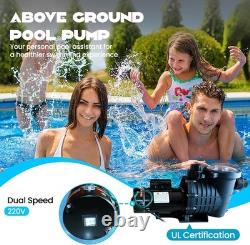 1.5HP 2-Speed Swimming Pool Pump 230V Above Ground Inground Self-Priming Motor