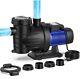 1.5hp Powerful Self Priming In/above Ground Swimming Pool Pump W Strainer Basket