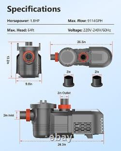 1.8HP Variable Speed Swimming Pool Pump