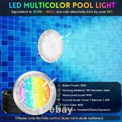 10 Color Changing LED Pool Light, 120V, Remote, Controller, App, 50Ft Cord