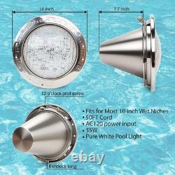 10 Inch Pool Light for Inground Pool (White), AC120V LED Pool Lights Suitable