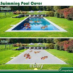 10FT Inground Swimming Pool Cover Rectangle Winter Pool Cover Safety Heavy Duty