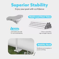 10Ft. X 6.8Ft. X 26In. Outdoor Rectangular Frame above Ground Swimming Pool Set K