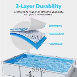 10Ft. X 6.8Ft. X 26In. Outdoor Rectangular Frame above Ground Swimming Pool Set K