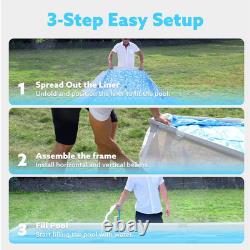 10Ft. X 6.8Ft. X 26In. Outdoor Rectangular Frame above Ground Swimming Pool Set K