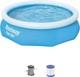 10ft X 30in Outdoor Inflatable Above Ground Swimming Pool Set With Filter Pump