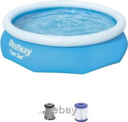 10ft x 30in Outdoor Inflatable Above Ground Swimming Pool Set with Filter Pump