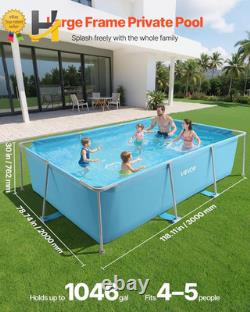 10x7 Rectangular Above Ground Swimming Pool Metal Frame Backyard Family