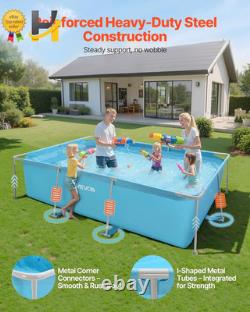 10x7 Rectangular Above Ground Swimming Pool Metal Frame Backyard Family
