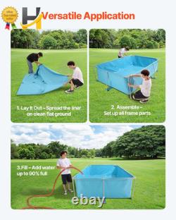 10x7 Rectangular Above Ground Swimming Pool Metal Frame Backyard Family