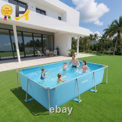 10x7 Rectangular Above Ground Swimming Pool Metal Frame Backyard Family