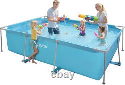 10x7 Rectangular Above Ground Swimming Pool Metal Frame Backyard Family
