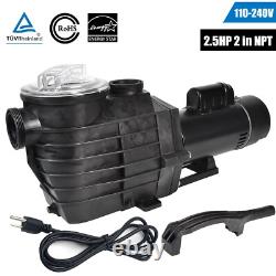 110-240V 2.5HP Swimming Pool Pump Inground 98' Hmax 9000GPH 2'' NPT For Hayward