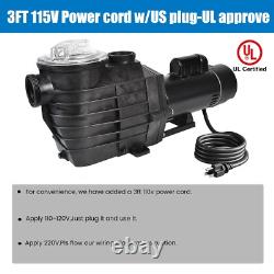 110-240V 2.5HP Swimming Pool Pump Inground 98' Hmax 9000GPH 2'' NPT For Hayward