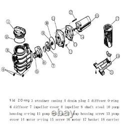 115-230v 1.5HP Inground Swimming Pool pump motor Strainer Hayward Replacement