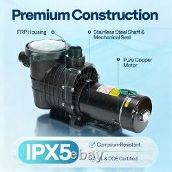 115V/230V 2.0HP Swimming Pool Pump 6800GPH with Self-Priming Motor In/Above Ground