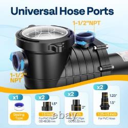 115V/230V 2.0HP Swimming Pool Pump 6800GPH with Self-Priming Motor In/Above Ground