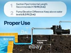 115V/230V 2.0HP Swimming Pool Pump 6800GPH with Self-Priming Motor In/Above Ground