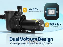 115V/230V 2.0HP Swimming Pool Pump 6800GPH with Self-Priming Motor In/Above Ground