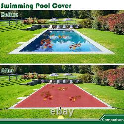 12FT Inground Swimming Pool Cover Rectangle Winter Pool Cover Safety Heavy Duty