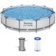 12ft Round Above Ground Swimming Pool With Easy Setup And 530 Gallon Pump Gray