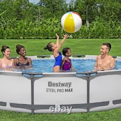 12ft Round Above Ground Swimming Pool with Easy Setup and 530 Gallon Pump Gray