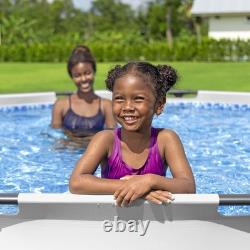 12ft Round Above Ground Swimming Pool with Easy Setup and 530 Gallon Pump Gray