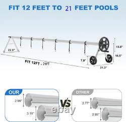 14-21Ft Pool Cover Reel Set Aluminum Solar Swimming Inground Cover Blanket Reel