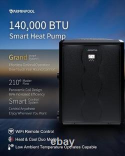 140000 BTU Swimming Pool Heater Inverter Heat Pump w. WiFi, In/Above Ground