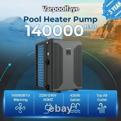140K BTU Electric Swimming Pool Heater & Cooler Inverter Heat Pump, 42K Gal