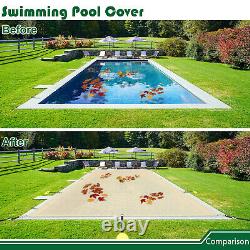 14FT Inground Swimming Pool Cover Rectangle Winter Pool Cover Safety Heavy Duty