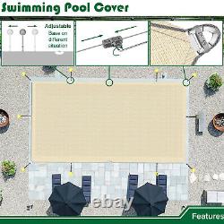 14FT Inground Swimming Pool Cover Rectangle Winter Pool Cover Safety Heavy Duty