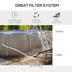 14x10 ft Outdoor Backyard Above Ground Swimming Pool Set with Filter Pump Ladder
