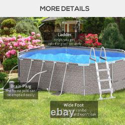 14x10 ft Outdoor Backyard Above Ground Swimming Pool Set with Filter Pump Ladder