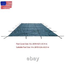 16×30FT Rectangle Safety Cover Green Mesh For 14×28FT Inground Swimming Pool