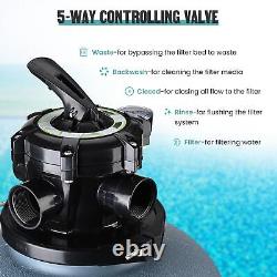 16 Above Inground Swimming Pool Sand Filter System 5-Way Multi-Port Valve Pool