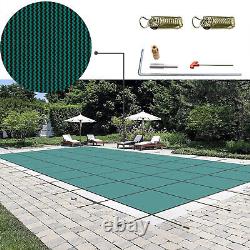 16'X32' Inground Swimming Pool Cover Safety Cover Rectangle Center Step Anti-UV