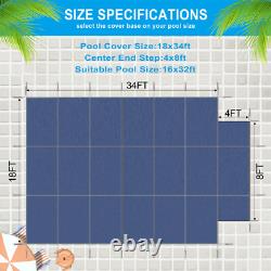 16' x 32' Inground Swimming Pool Safety Cover with4'x8' Center End Step & Hardware