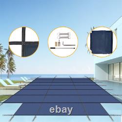 16' x 32' Inground Swimming Pool Safety Cover with4'x8' Center End Step & Hardware