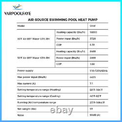 16000BTU Swimming Pool Water Heater for Above Ground Pools Pool Heat Pump 110V