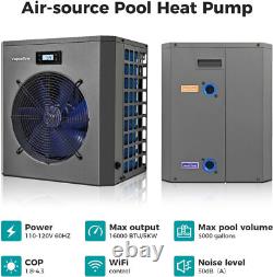 16000BTU Swimming Pool Water Heater for Above Ground Pools Pool Heat Pump 110V
